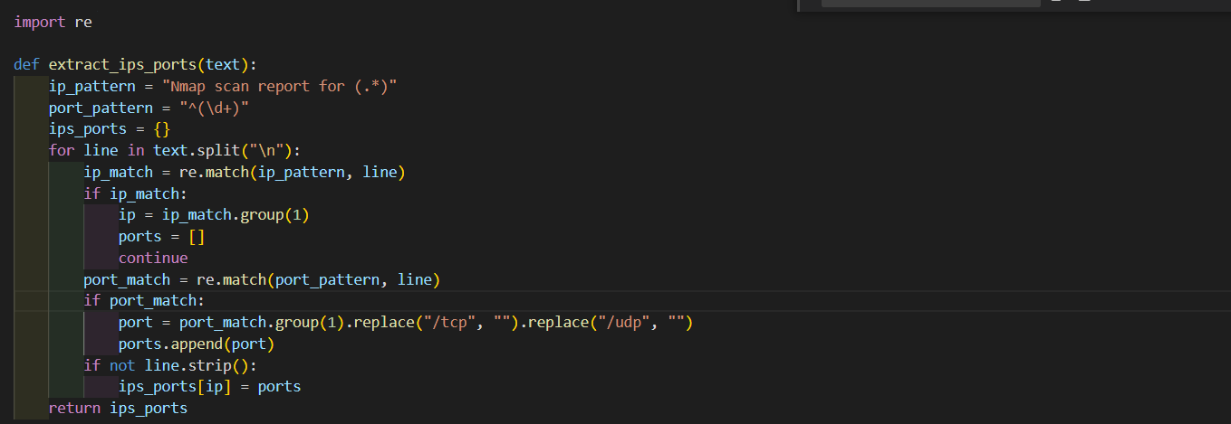 Extraer ip y puertos de salida de nmap
