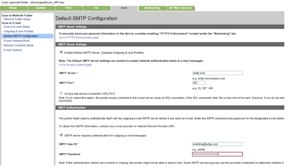 reemplazando el servidor SMTP existente con nuestro propio servidor SMTP