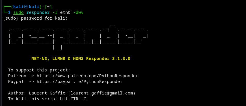 Ntmlv2 poisoning using responder . Active Directory lab